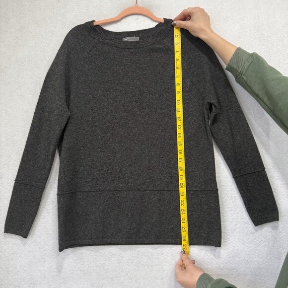 Vince Sweater Womens Small Charcoal Gray Wool Crewneck Raglan Sleeve Pullover - Picture 2 of 8
